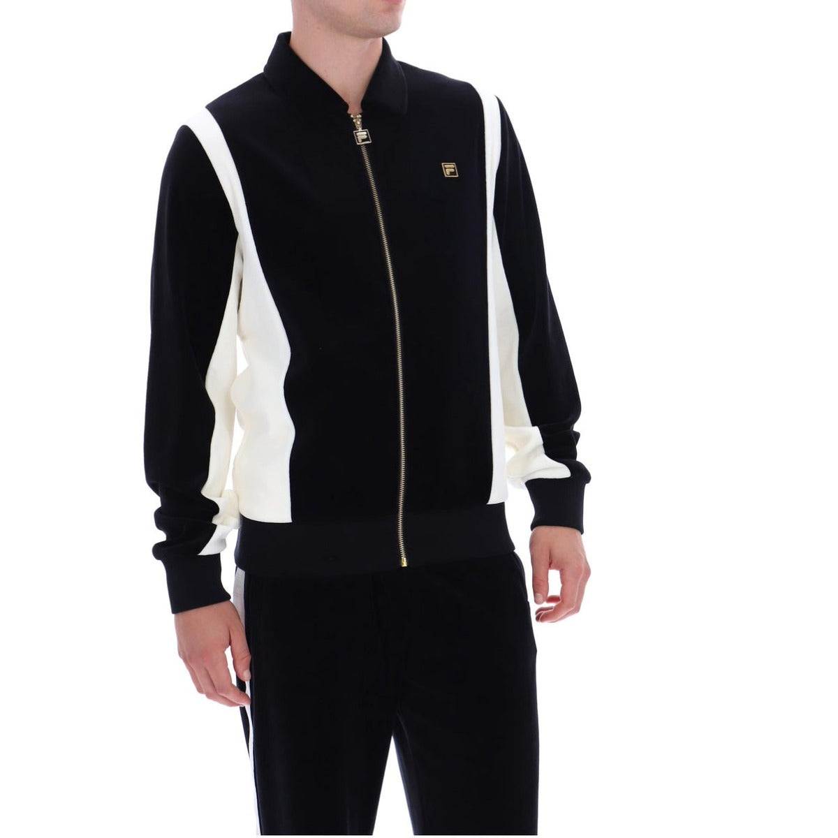 FILA LAZARO VELOUR COLOUR BLOCK JACKET  BLACK