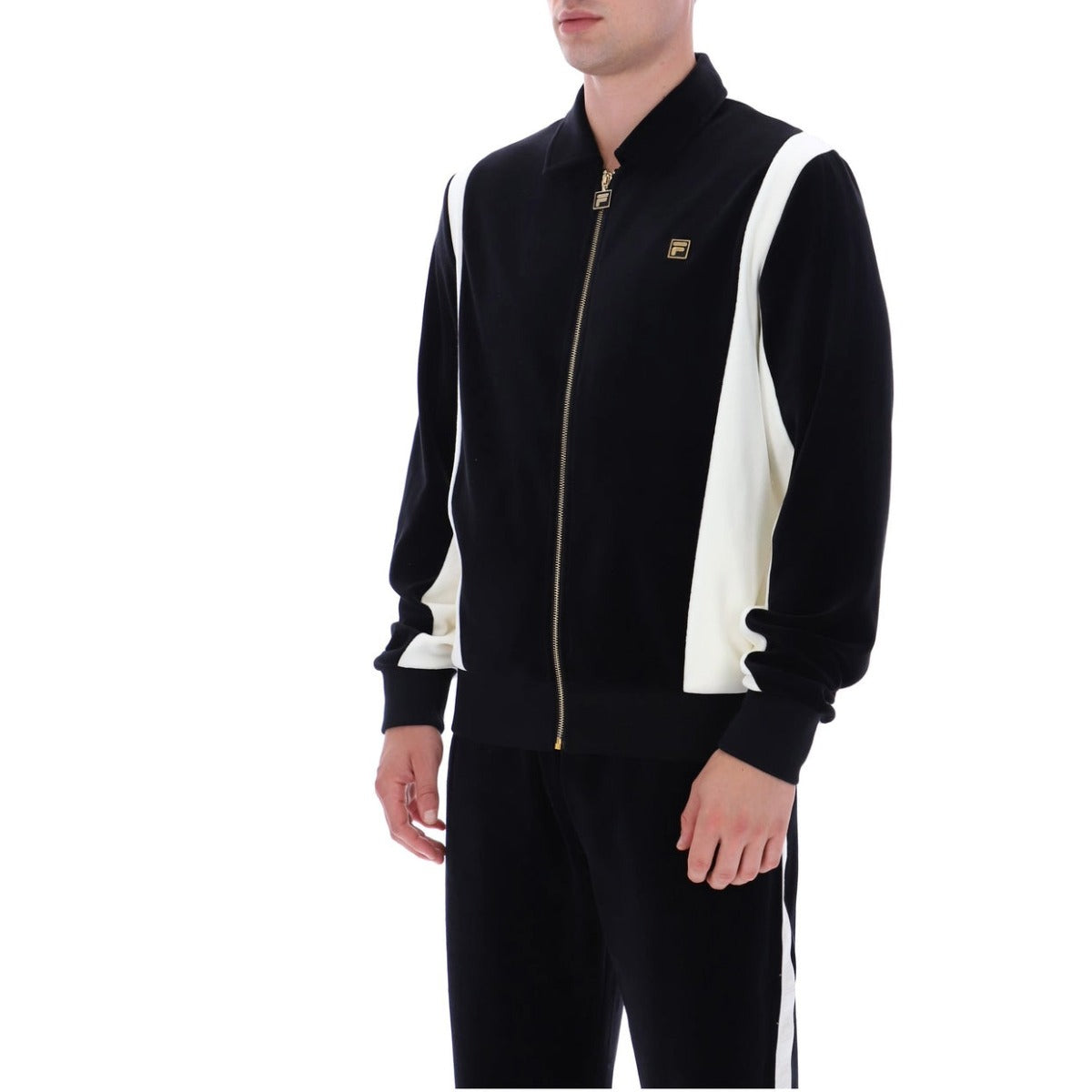 FILA LAZARO VELOUR COLOUR BLOCK JACKET  BLACK