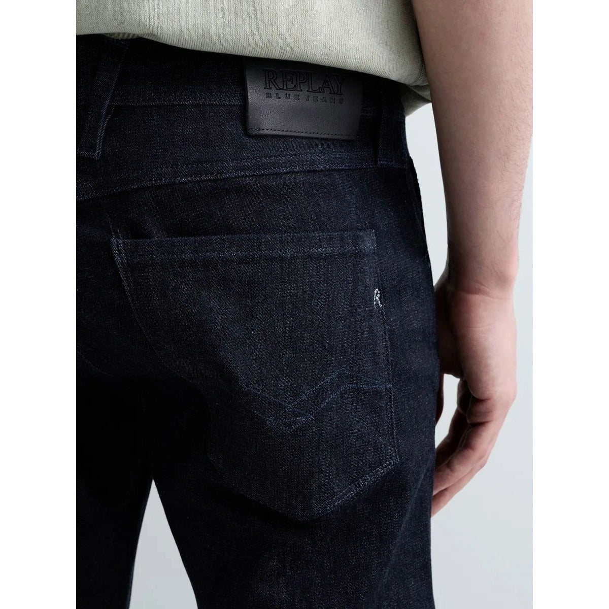 REPLAY ANBASS SLIM FIT HYPERLEX COLOR RAW BLUE/BLACK JEANS M914D 661 FI3 007