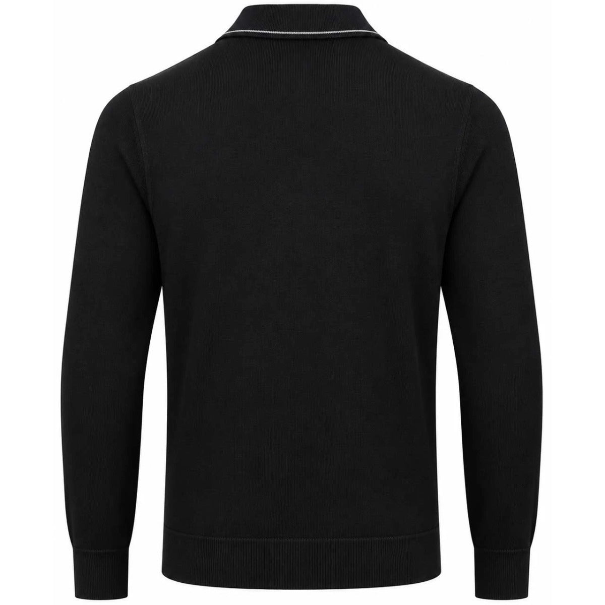 GABICCI CAMPBELL TEXTURED KNITTED L/S POLO JUMPER BLACK/GREY V57GM07
