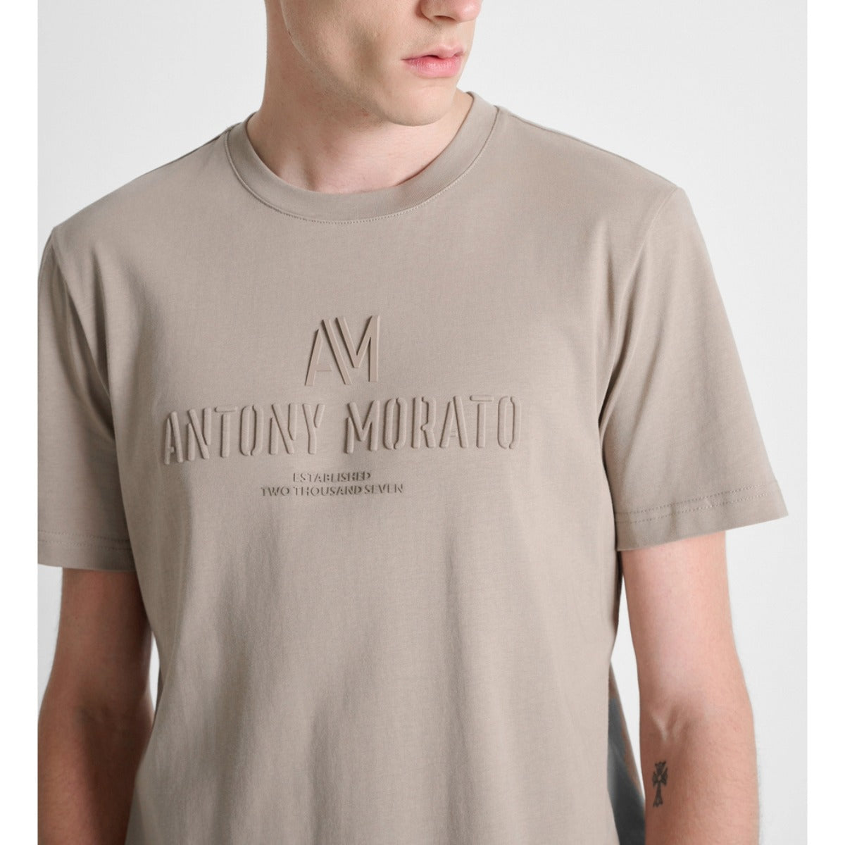 ANTONY MORATO REGULAR FIT FRONT LOGO T-SHIRT GRIT SAND MMKS02730