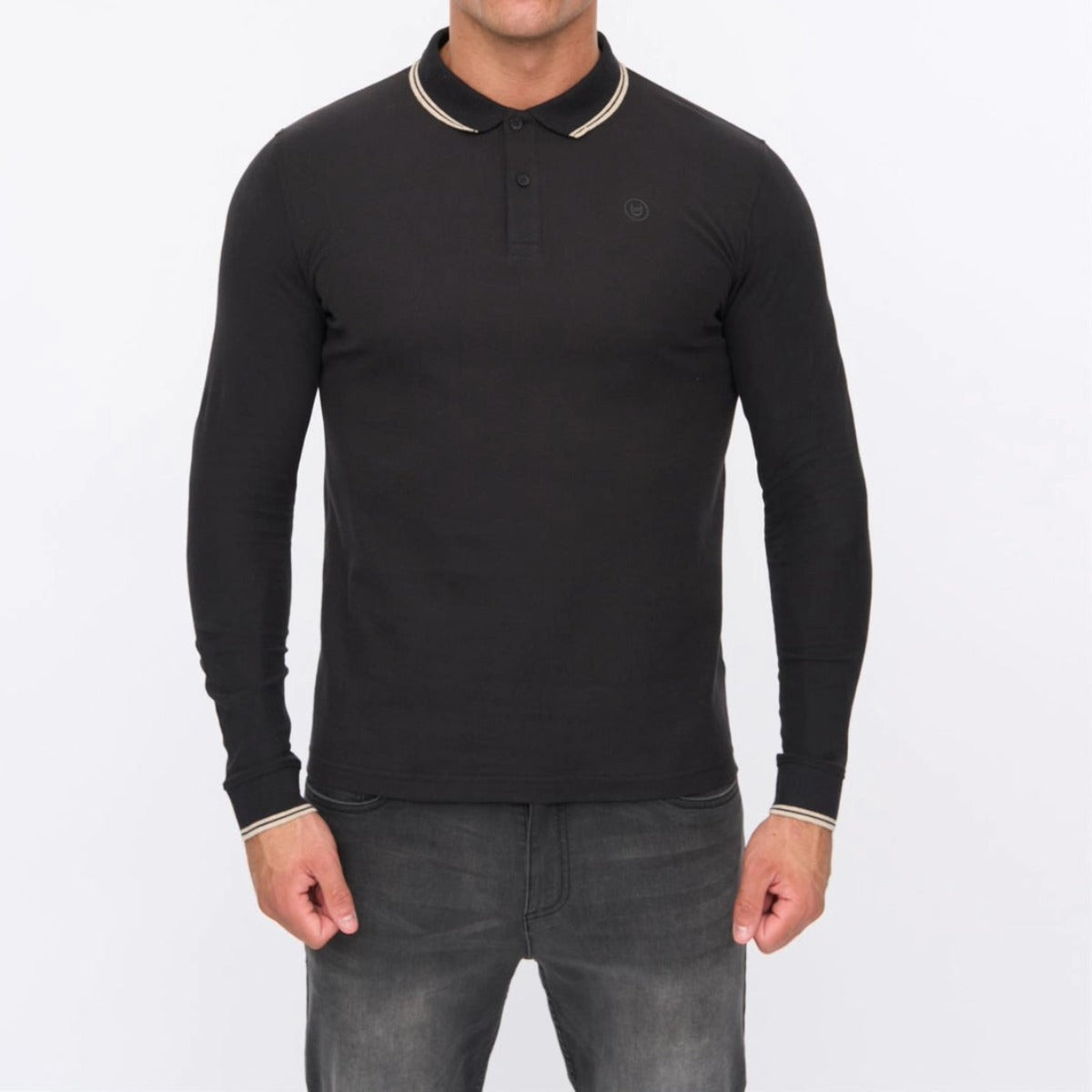 DUCK & COVER ROXBERRY LONG SLEEVE POLO BLACK