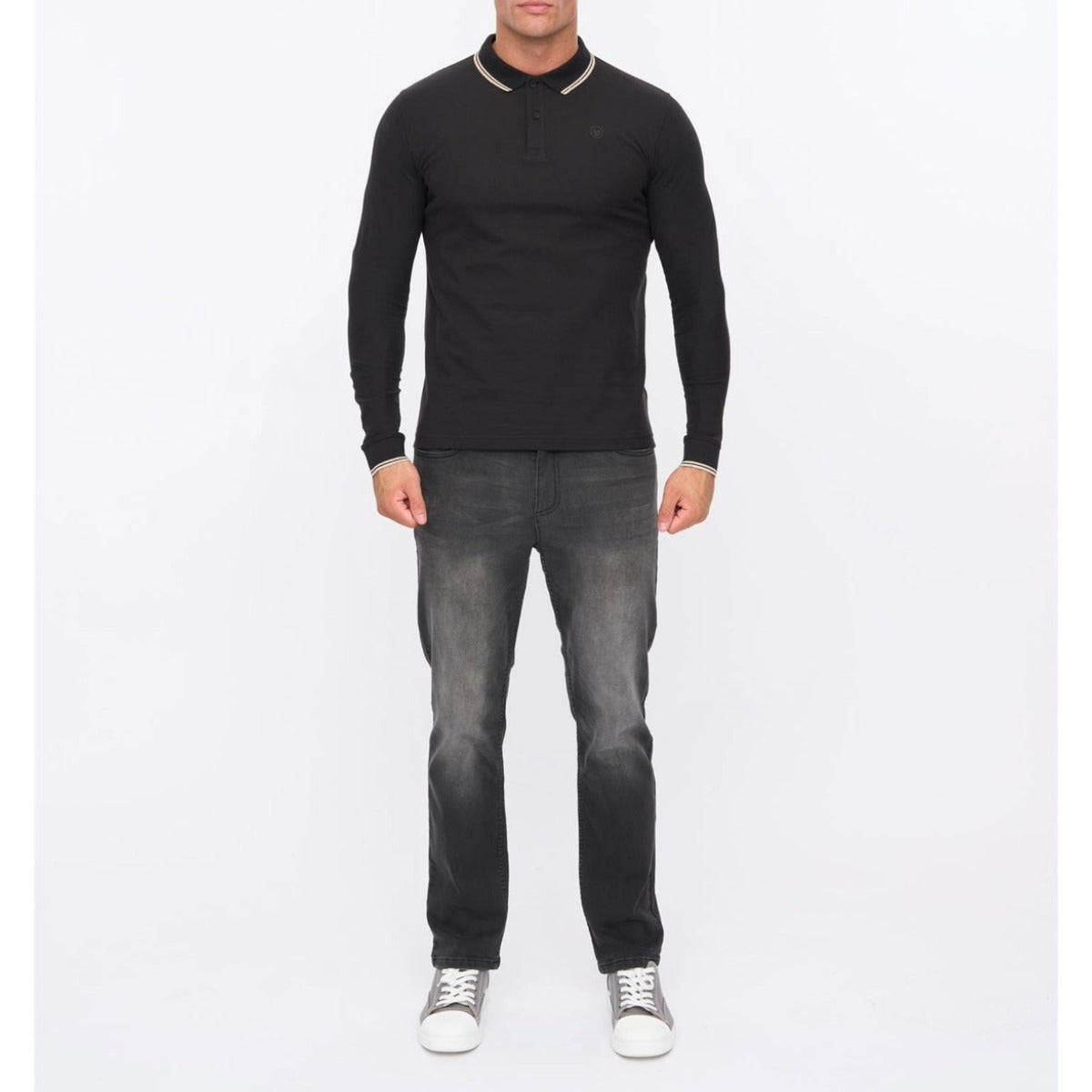 DUCK & COVER ROXBERRY LONG SLEEVE POLO BLACK