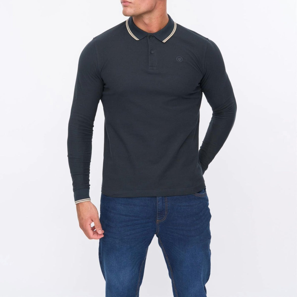 DUCK & COVER ROXBERRY LONG SLEEVE POLO NAVY