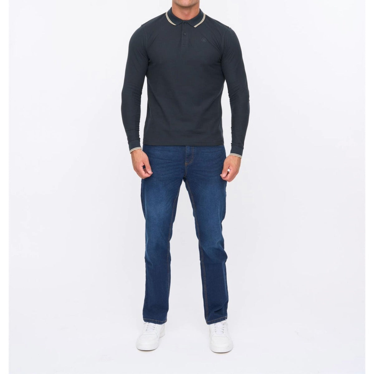 DUCK & COVER ROXBERRY LONG SLEEVE POLO NAVY