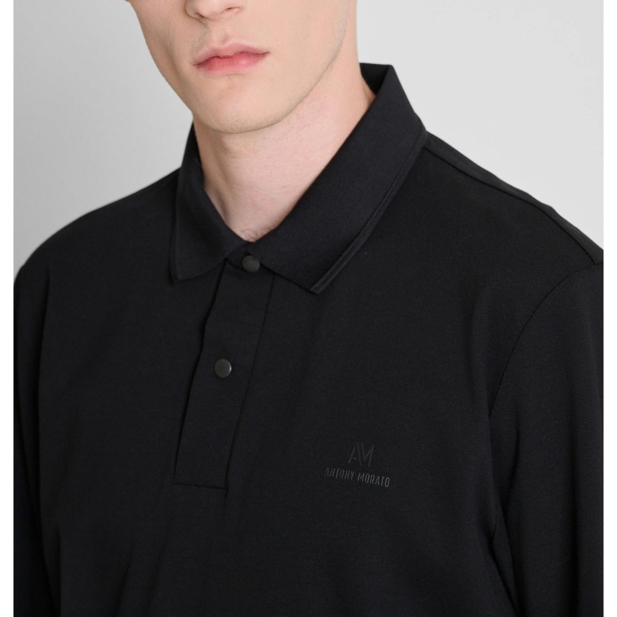 ANTONY MORATO REGULAR FIT L/S POLO T-SHIRT BLACK MMKL00337