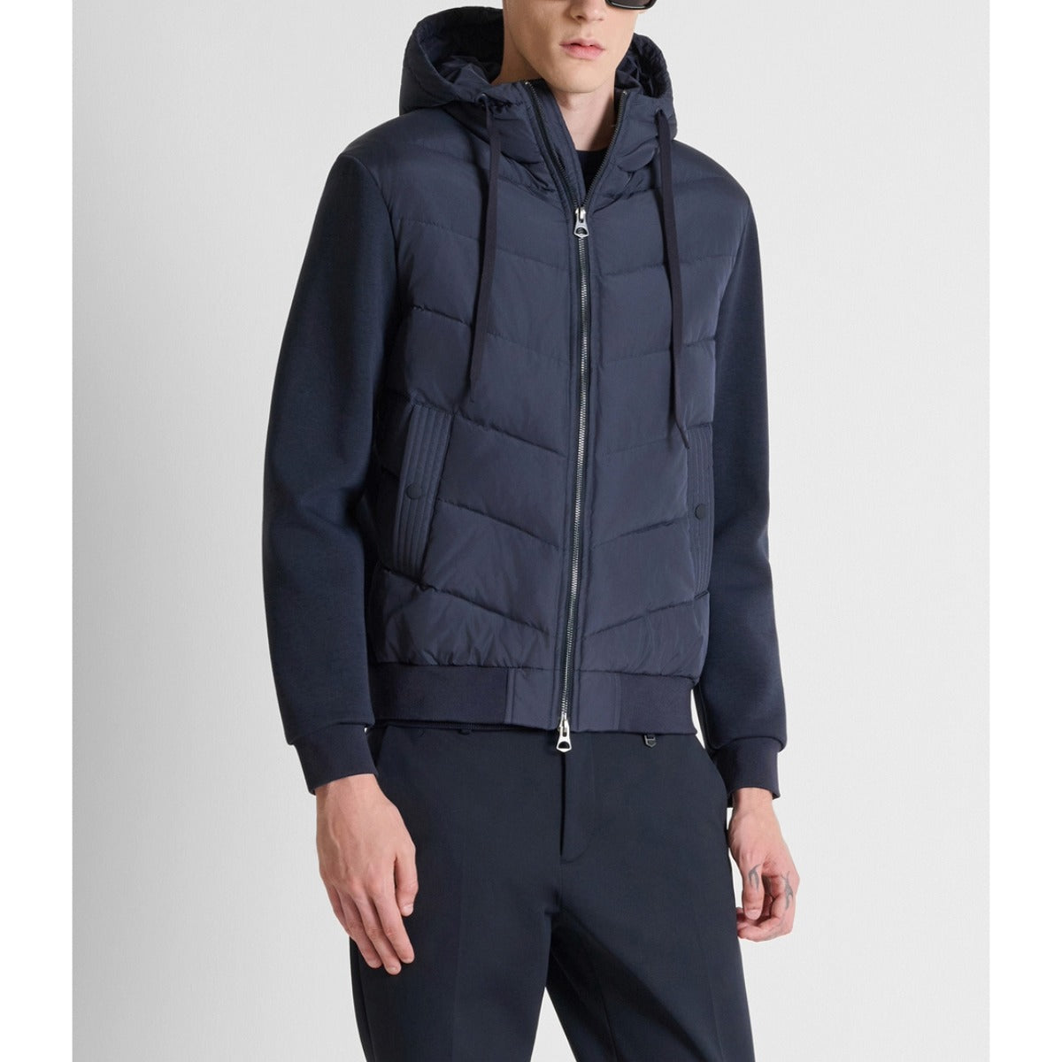 ANTONY MORATO HOODED PADDED TECH JACKET MARINE NAVY MMCO01019