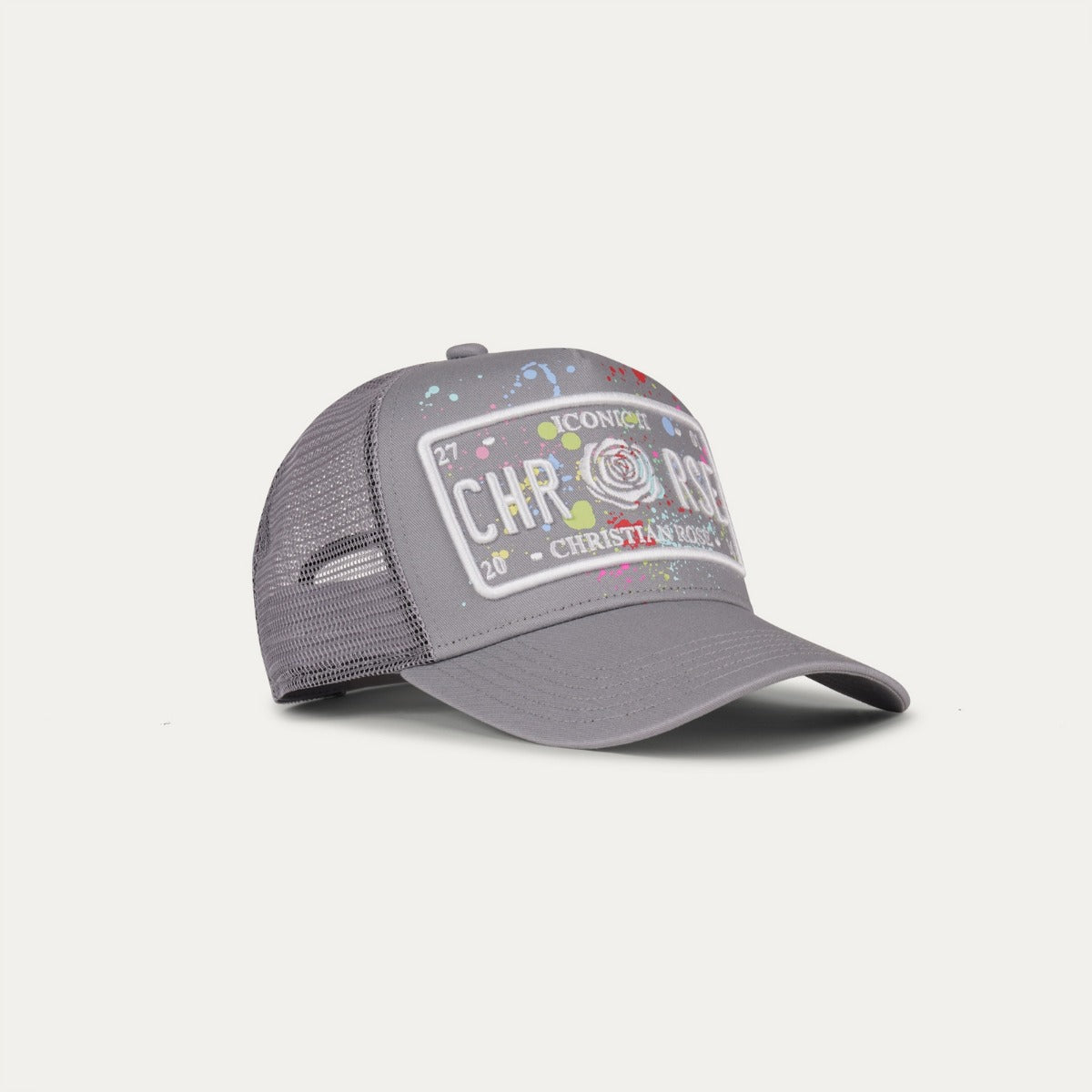 CHRISTIAN ROSE ICONIC II PLATE CAP GREY PAINT SPLAT CR004GPS