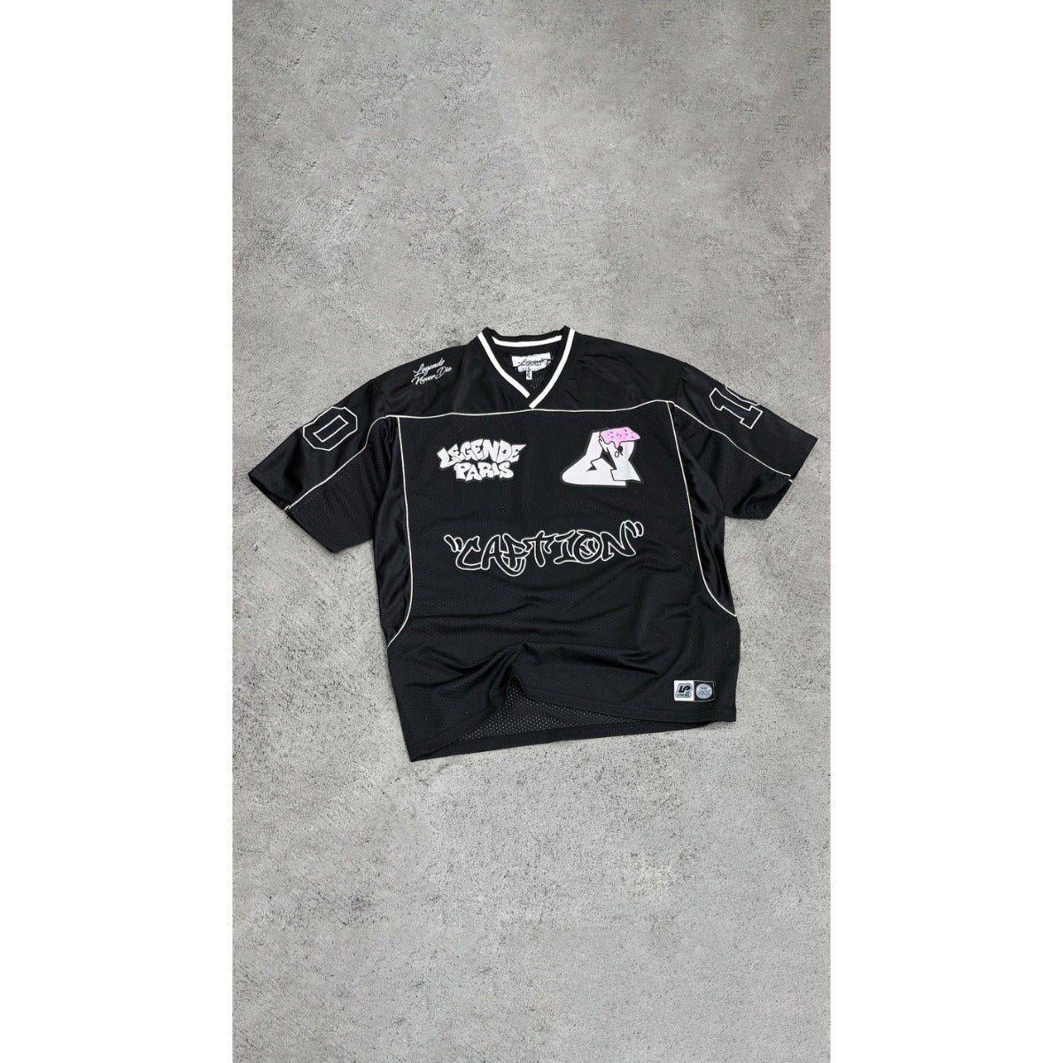 LEGENDE PARIS GRAFFITI MESH JERSEY BLACK