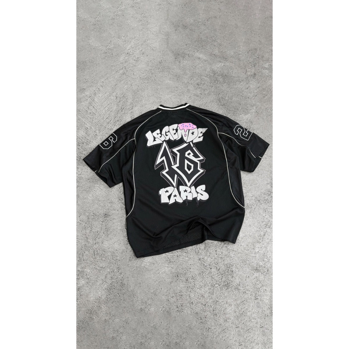 LEGENDE PARIS GRAFFITI MESH JERSEY BLACK