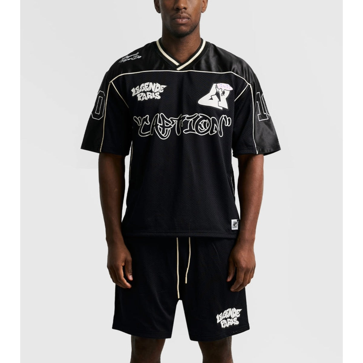 LEGENDE PARIS GRAFFITI MESH JERSEY BLACK