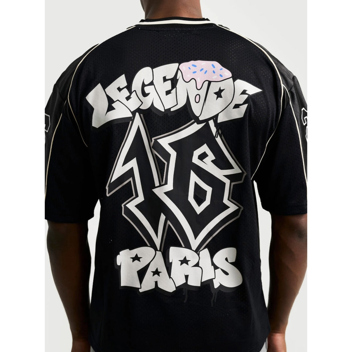LEGENDE PARIS GRAFFITI MESH JERSEY BLACK