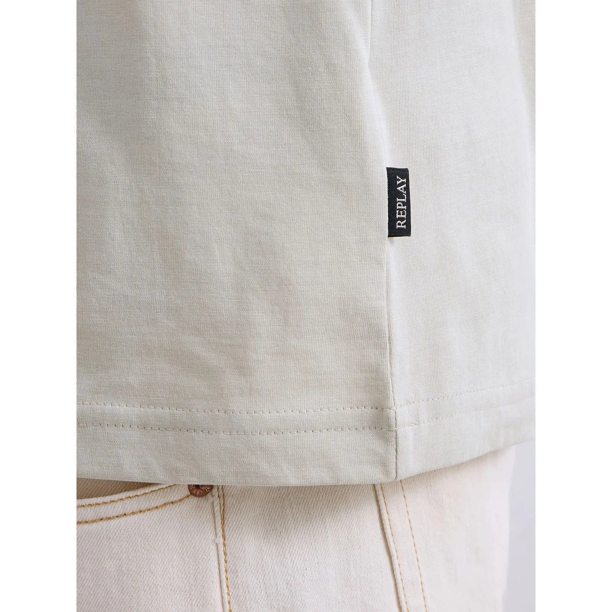 REPLAY MEN'S CENTRE LOGO T-SHIRT M3098 - BEIGE