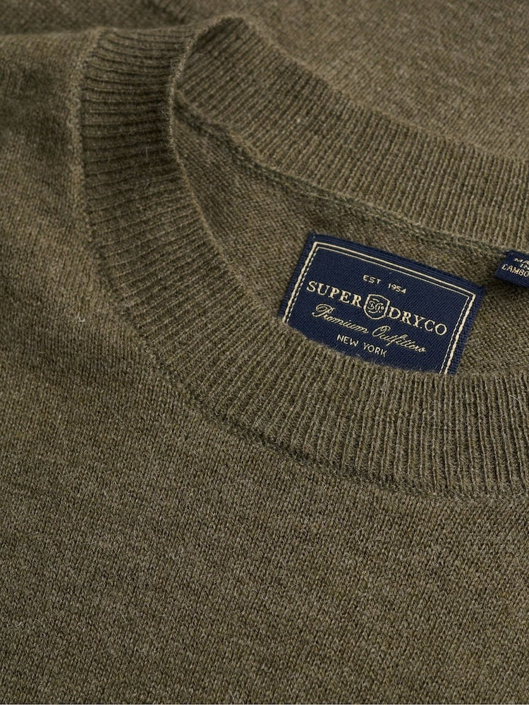 SUPERDRY ESSENTIAL LIGHTWEIGHT WOOL BLEND CREW JUMPER LICHEN GREEN MARL M7N