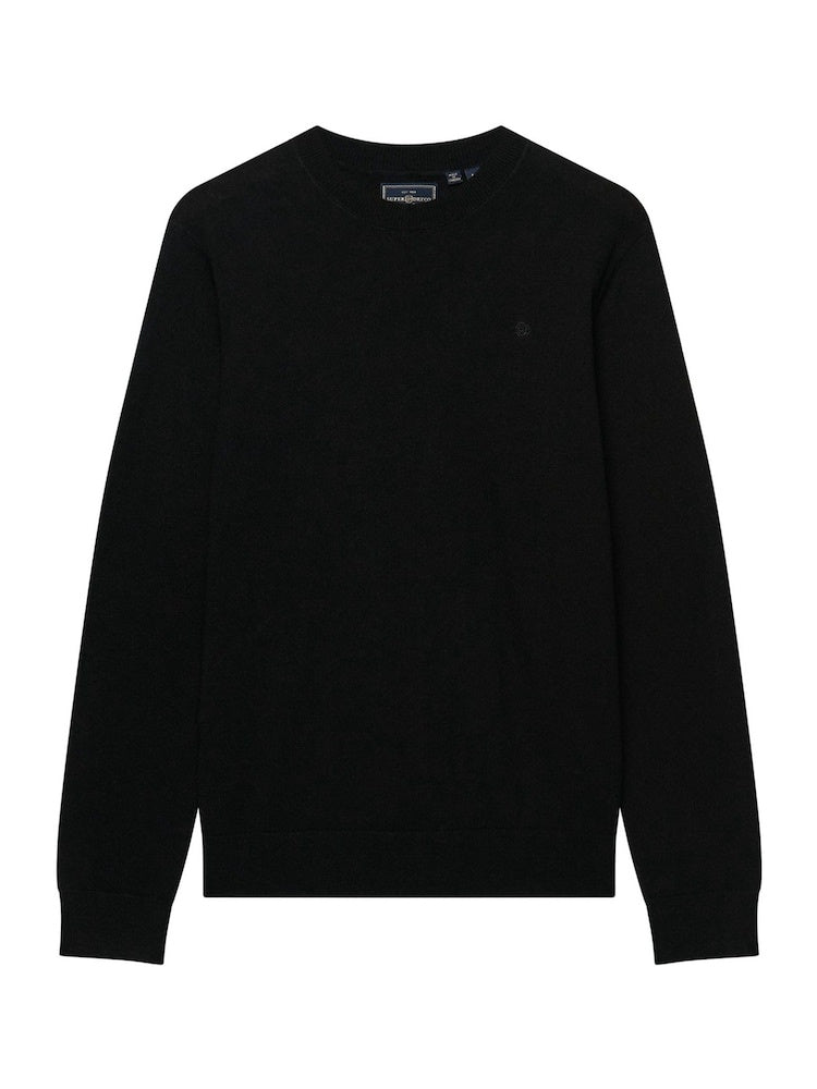 SUPERDRY ESSENTIAL LIGHTWEIGHT WOOL BLEND CREW JUMPER TRUE BLACK APE