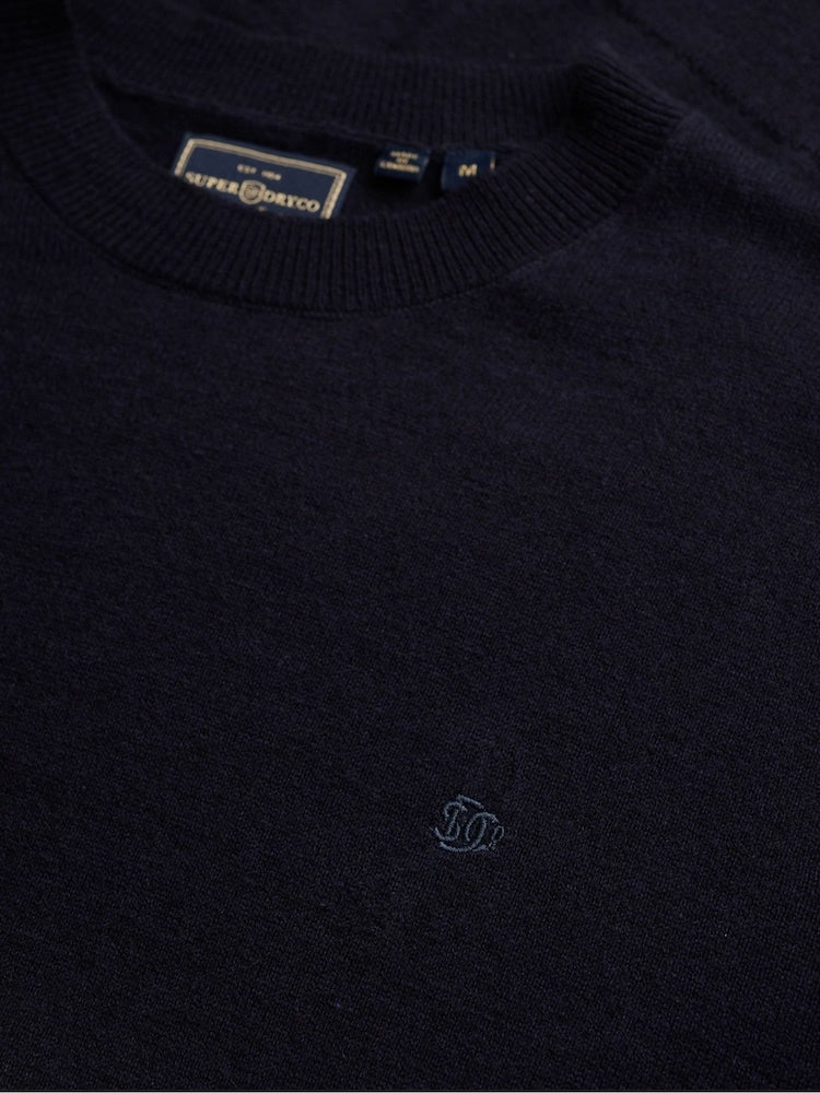 SUPERDRY ESSENTIAL LIGHTWEIGHT WOOL BLEND CREW JUMPER DEEPEST NAVY QYY