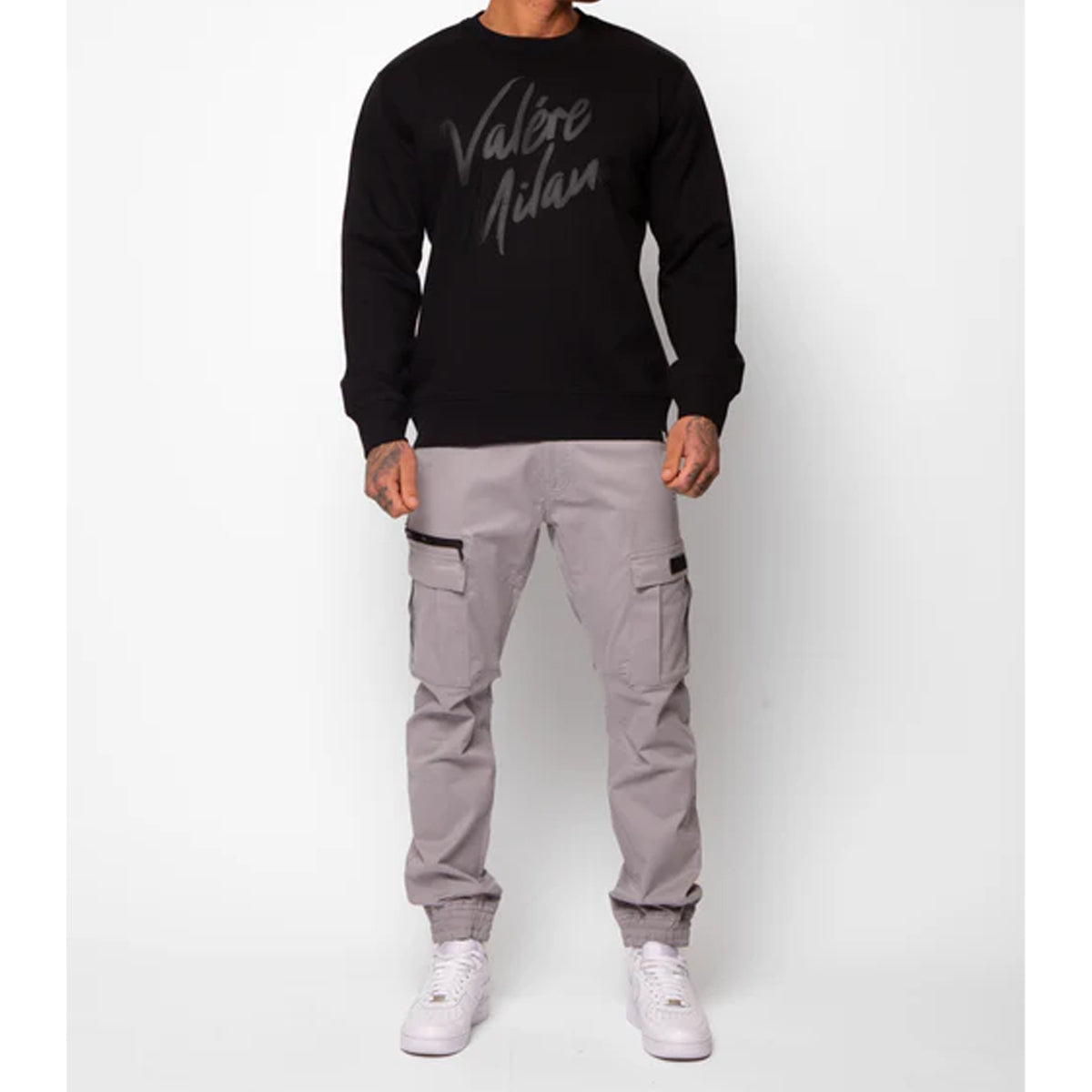 Valere Enrico Logo Crew Neck Black Sweatshirt