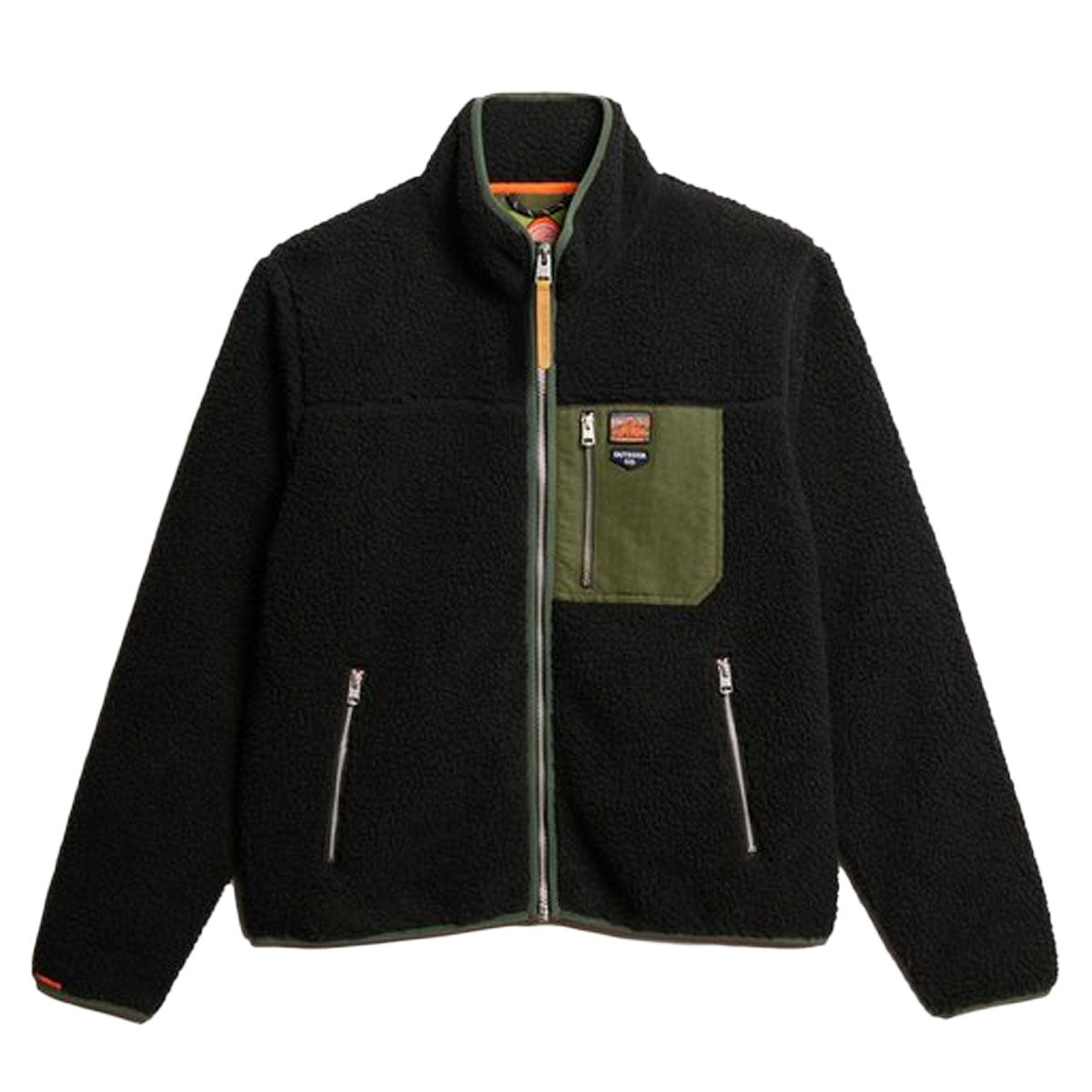 SUPERDRY VINTAGE RETRO FULL ZIP FLEECE TOP BLACK