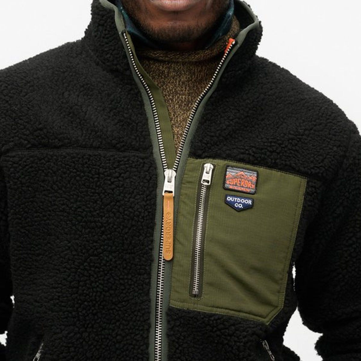 SUPERDRY VINTAGE RETRO FULL ZIP FLEECE TOP BLACK