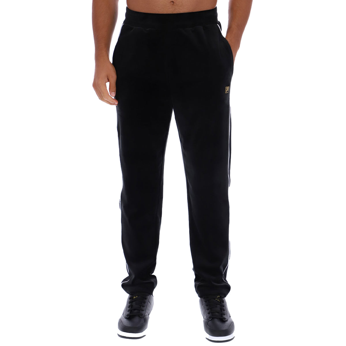 FILA WELLA STRAIGHT LEG VELOUR PANTS BLACK