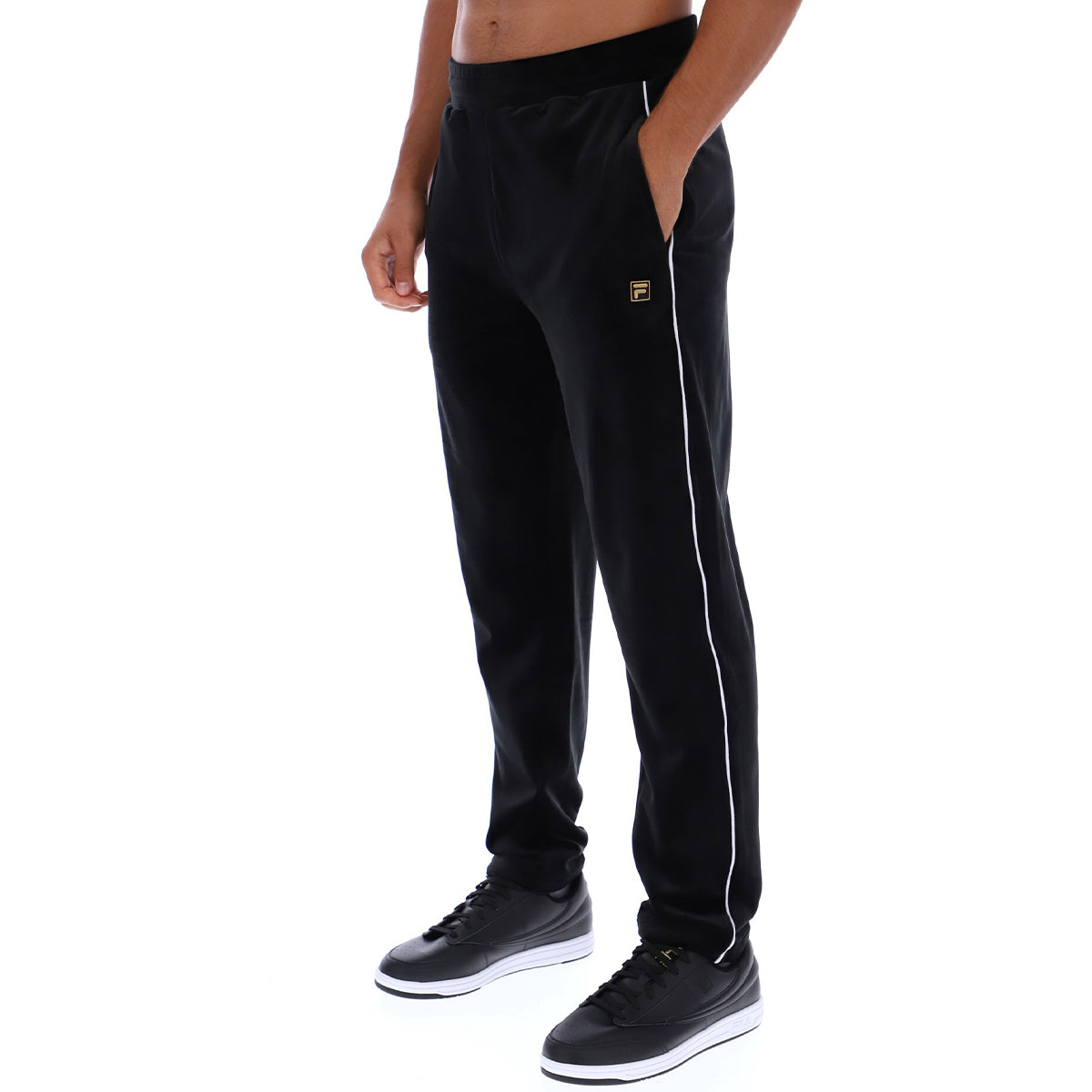 FILA WELLA STRAIGHT LEG VELOUR PANTS BLACK