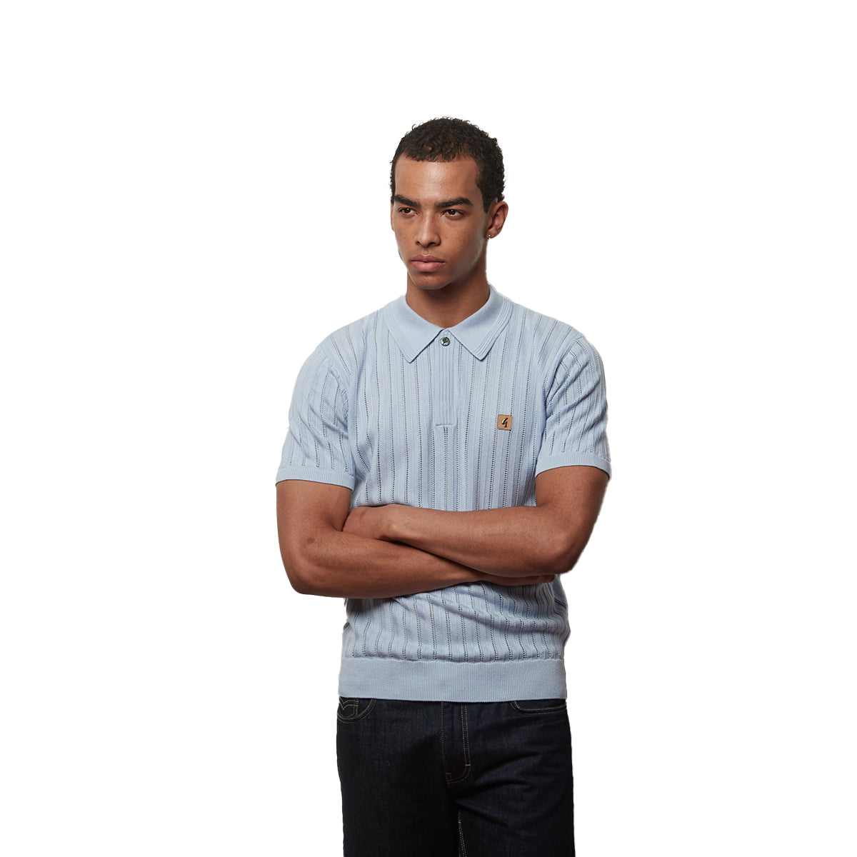 GABICCI WOODALL SURF BLUE KNIITED S/S POLO V56GM04