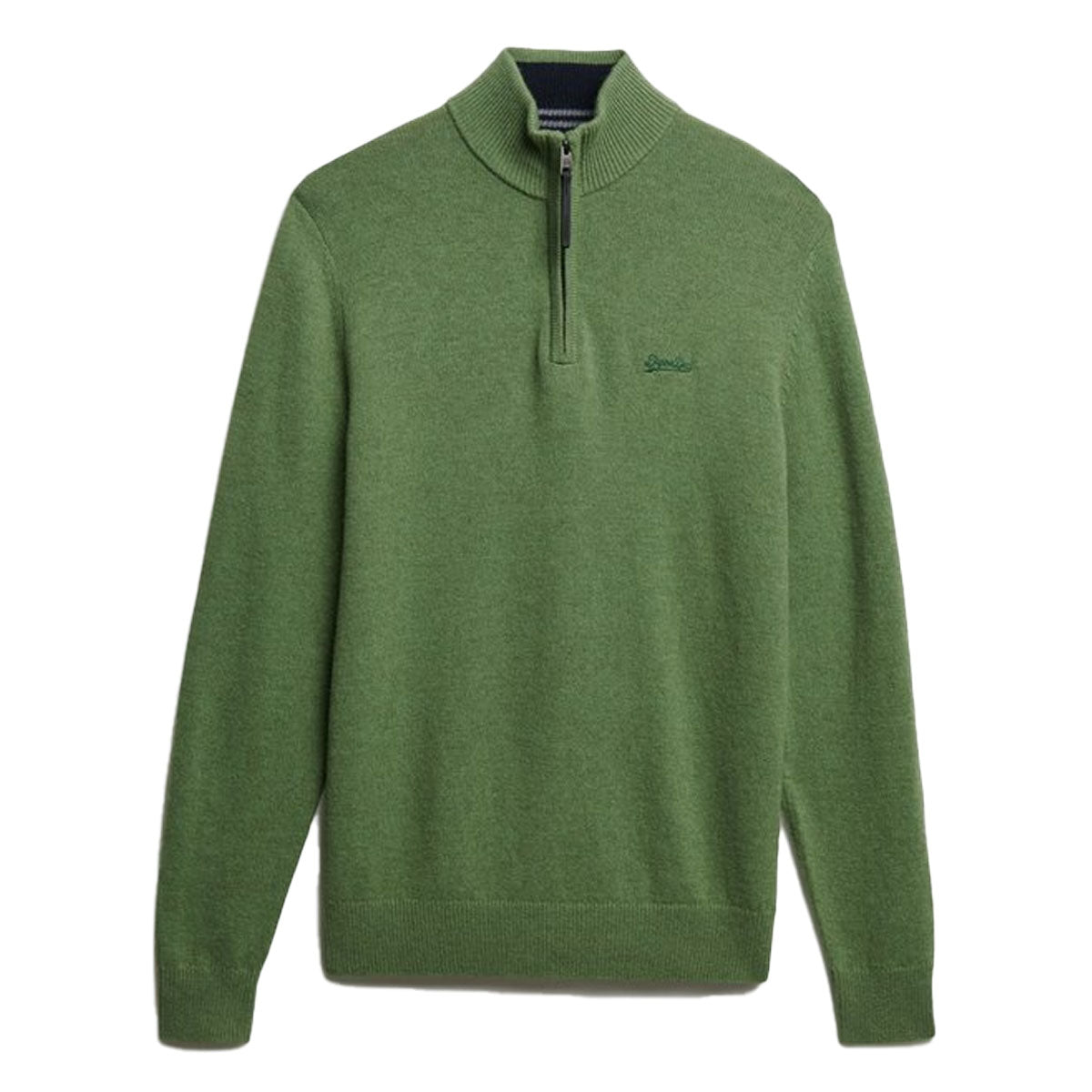 SUPERDRY WOOL BLEND HALF ZIP JUMPER ARTICHOKE GREEN MARL H4C