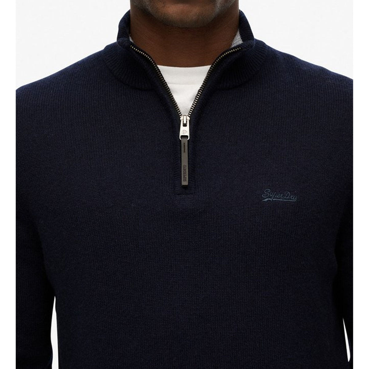 SUPERDRY WOOL BLEND HALF ZIP JUMPER CHARRED NAVY MARL H5C