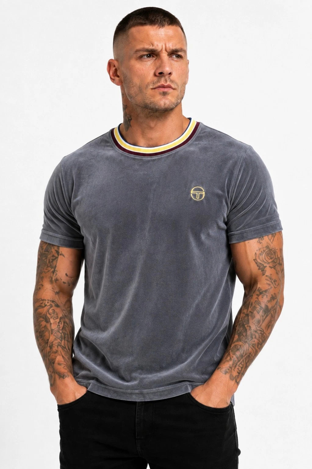 SERGIO TACCHINI FINO VELOUR T-SHIRT TURBULENCE GREY