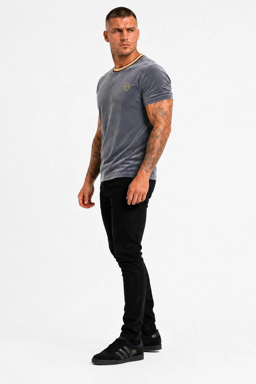 SERGIO TACCHINI FINO VELOUR T-SHIRT TURBULENCE GREY