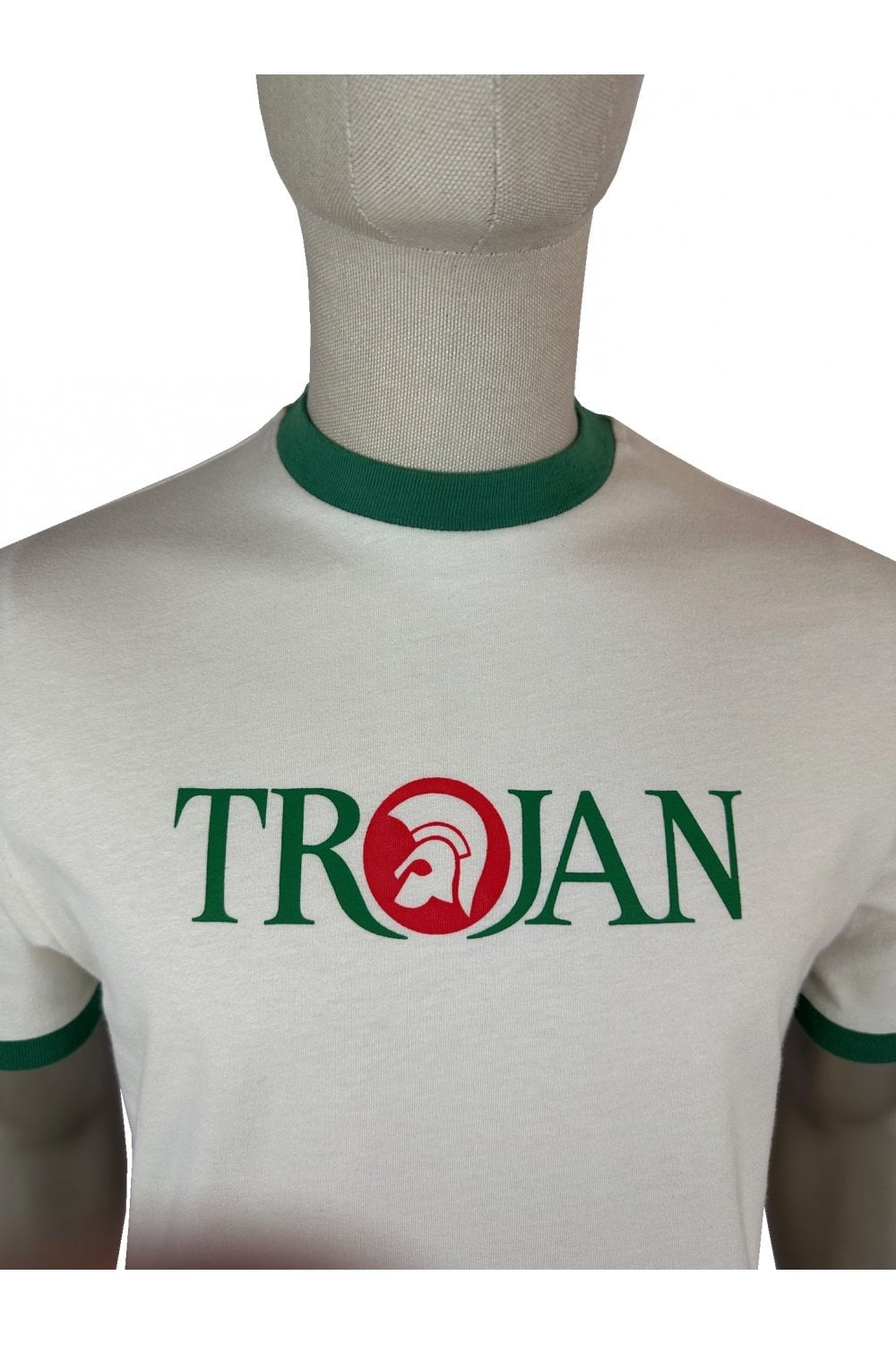 TROJAN LOGO RINGER T-SHIRT TC1014 ECRU