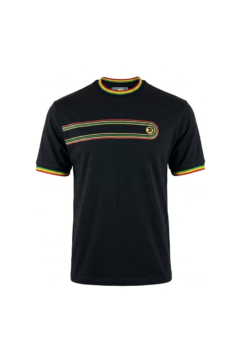 TROJAN RETRO STRIPE PRINT T-SHIRT TR9137 BLACK