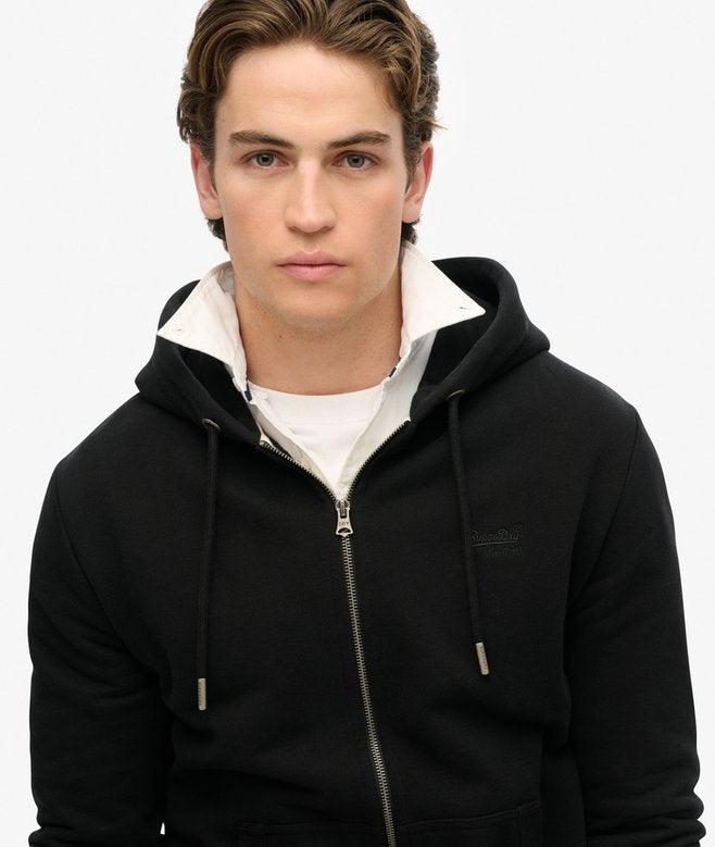 SUPERDRY ESSENTIAL LOGO ZIP HOODIE BLACK 02A