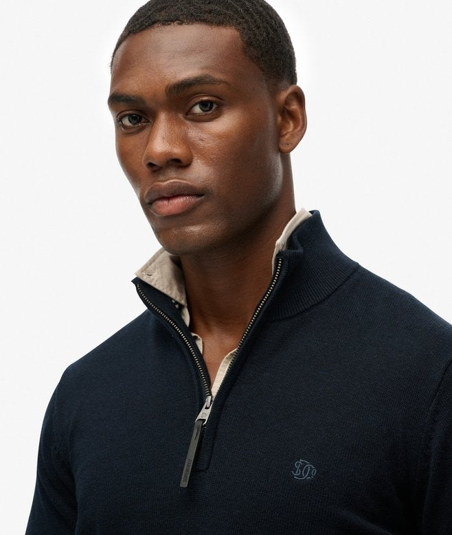 SUPERDRY COTTON HALF ZIP KNIT NAVY 11S