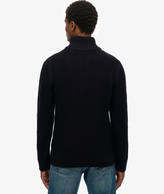 SUPERDRY JACOB CABLE HALF ZIP KNIT ECLIPSE NAVY 98T