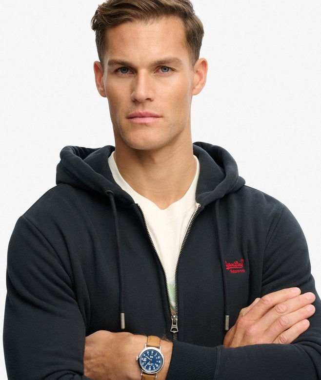 SUPERDRY ESSENTIAL LOGO ZIP HOODIE ECLIPSE NAVY 98T