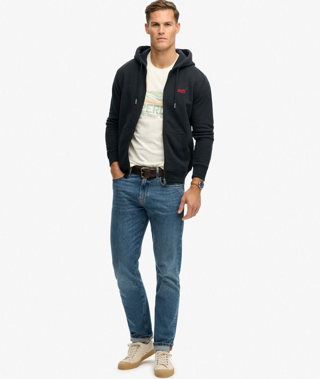 SUPERDRY ESSENTIAL LOGO ZIP HOODIE ECLIPSE NAVY 98T