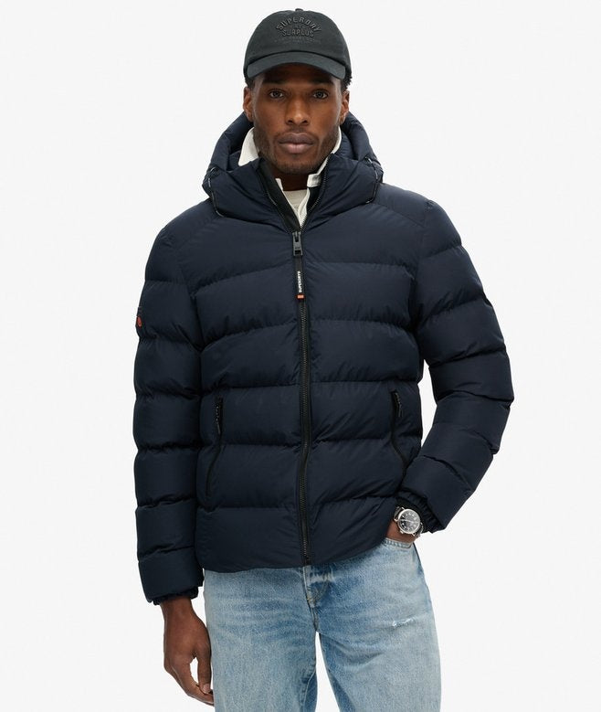 SUPERDRY HOODED SPORTS PUFFER JACKET ECLIPSE NAVY D9W